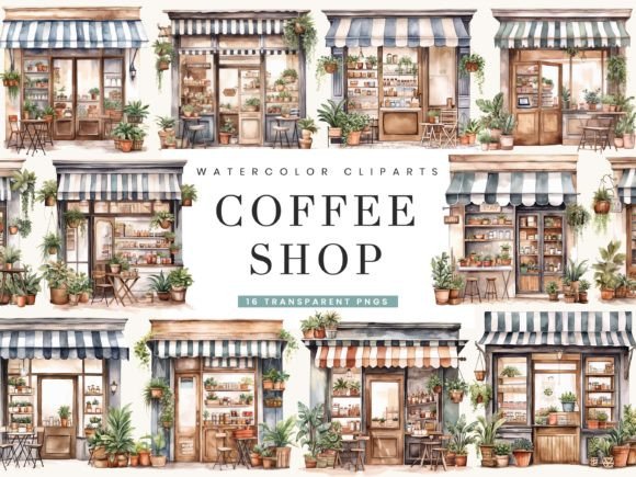 Download Watercolor Coffee Shop Clipart Bundle - Clipart Collection