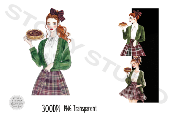 Download Stylish Girl Holding Dessert Clipart Set - Clipart Collection