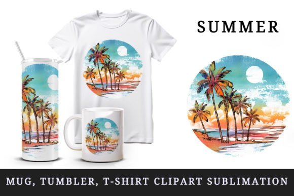 Download Summer Palm Trees Tumbler Mug Clipart - Clipart Collection