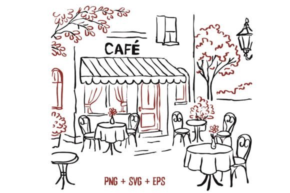 Download Hand Drawn Parisian Cafe Outdoor Bistro - Outdoor Collection
