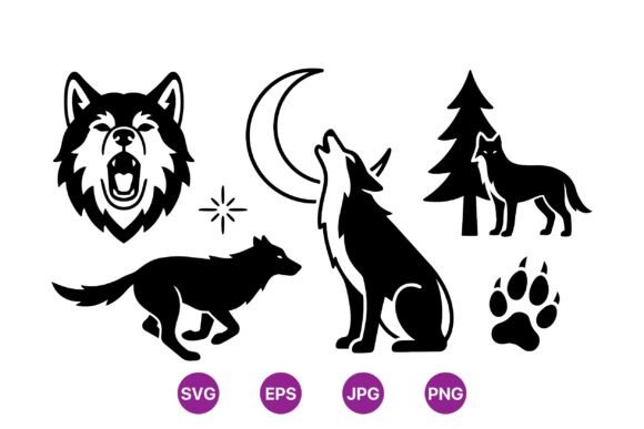 Download Wild Wolf Silhouette Clipart Set - Clipart Collection
