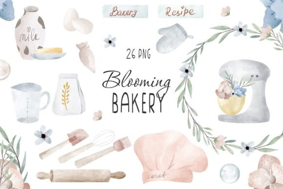 Download Watercolor Blooming Bakery Clipart PNG - Clipart Collection