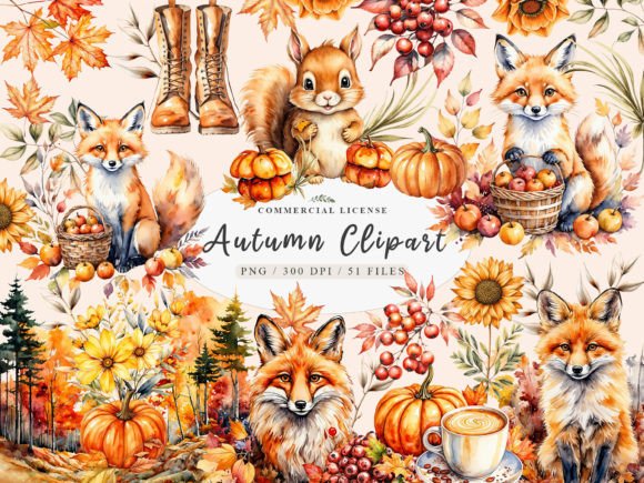 Download Cozy Fall Clipart, Fall Animals Clipart, - Clipart Collection