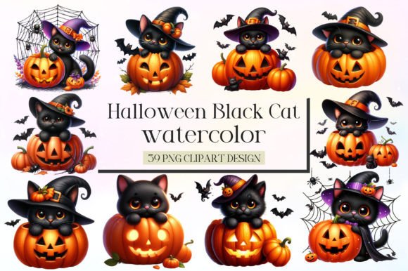 Download Halloween Black Cat Pumpkin Clipart PNG - Clipart Collection