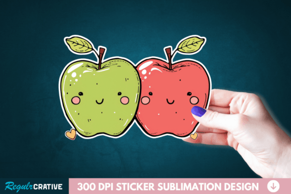 Download Cute Apple Couple Sticker PNG Clipart - Clipart Collection