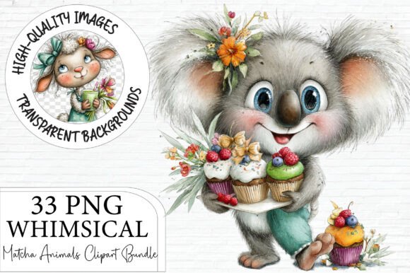 Download Whimsical Matcha Animals Clipart Bundle - Clipart Collection