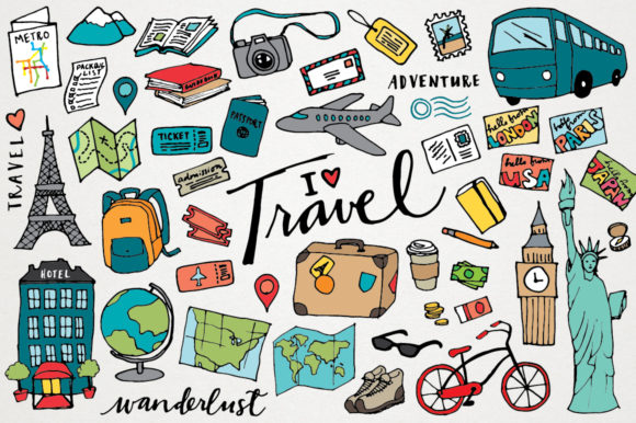 Download Travel Clipart Hand Drawn Illustrations - Clipart Collection
