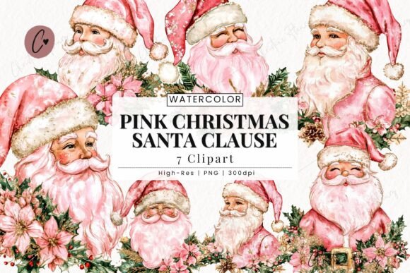 Download Pink Christmas Santa Clipart - Clipart Collection