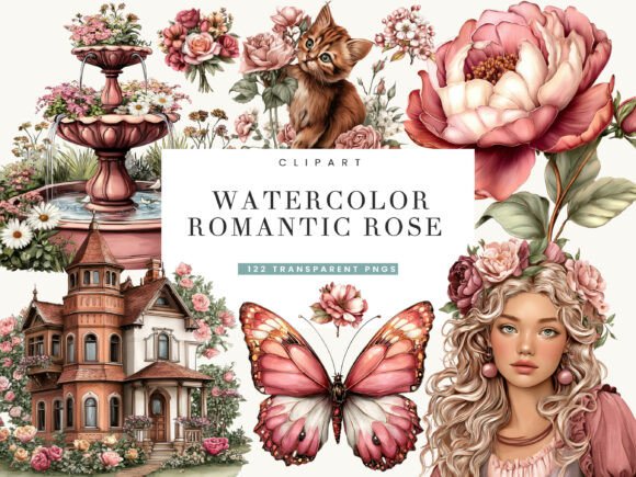 Download Watercolor Romantic Rose Clipart - Clipart Collection