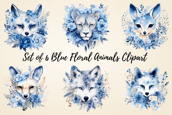 Download Blue Floral Animals Watercolor Clipart - Clipart Collection