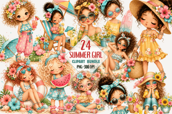 Download Summer Girl Clipart PNG Bundle Beach Png - Clipart Collection