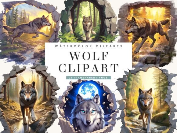 Download Watercolor Wolf Clipart Bundle - Clipart Collection
