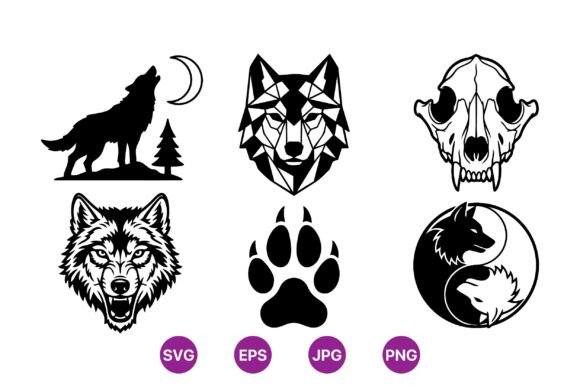 Download Black Wolf Silhouette Clipart Set - Clipart Collection