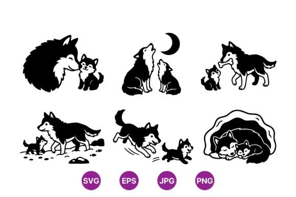 Download Cute Wolf Family Svg Clipart - Clipart Collection