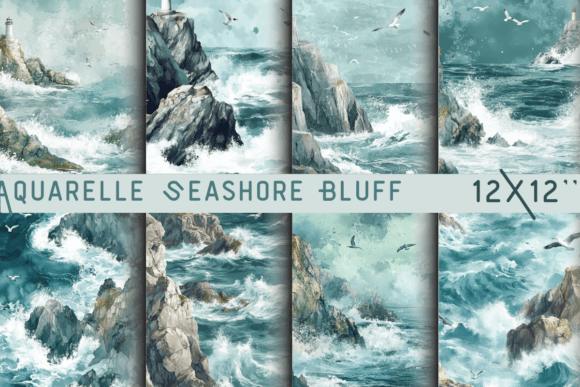 Download Aquarelle Seashore Bluff Panorama - Panorama Collection
