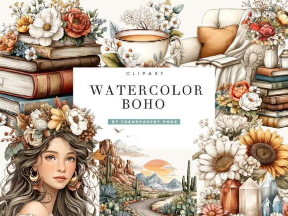 Download Watercolor Boho Clipart Bundle - Clipart Collection