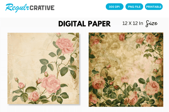 Download Shabby Chic Vintage Birds Digital Paper - Premium Resources