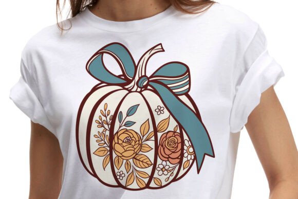 Download Elegant Floral Pumpkin Clipart with Bow - Clipart Collection