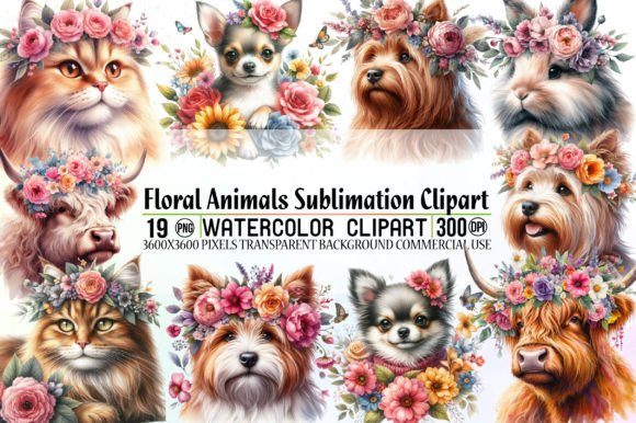 Download Floral Animals Sublimation Clipart - Clipart Collection