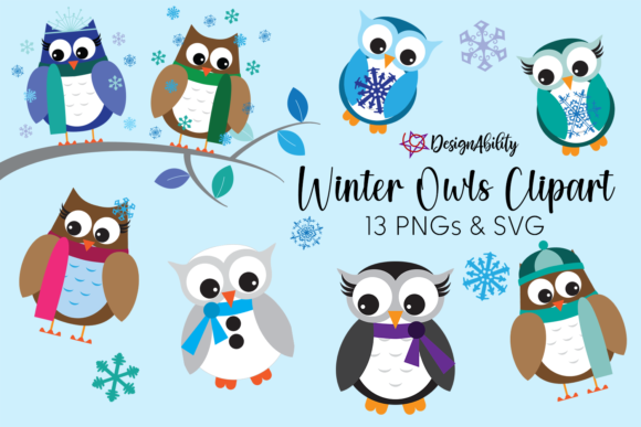 Download Winter Owls Clipart Set - Clipart Collection
