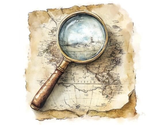 Download 10 Magnifying Glass Vintage Map Clipart - Clipart Collection