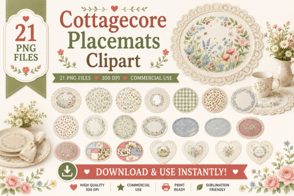Download Watercolor Cottagecore Placemats Clipart - Clipart Collection