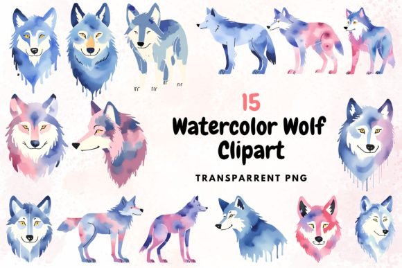 Download Watercolor Wolf Clipart PNG - Clipart Collection