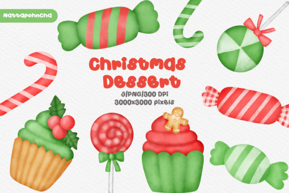 Download Watercolor Christmas Dessert Clipart Set - Clipart Collection