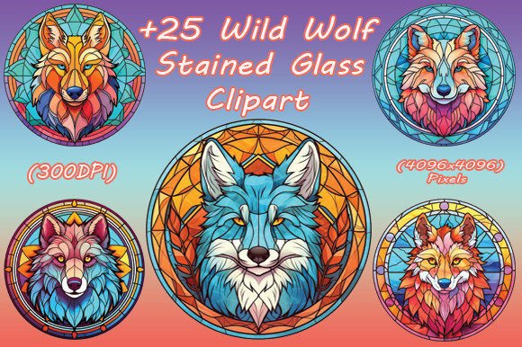 Download +25 Wild Wolf Stained Glass Clipart - Clipart Collection