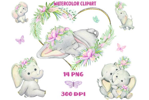 Download Baby Elephant Watercolor Clipart, Girl W - Clipart Collection