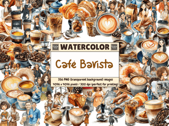 Download Cafe Barista Watercolor Clipart - Clipart Collection