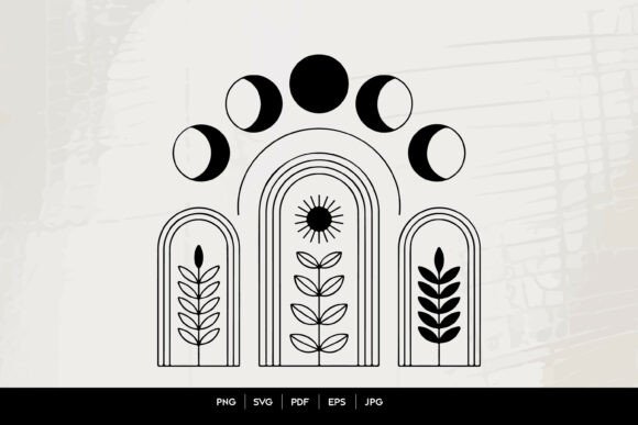 Download Boho Moon Phase Botanical SVG - Premium Resources