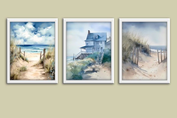 Download 3 Coastal Beach Panorama Gallery Art Set - Panorama Collection