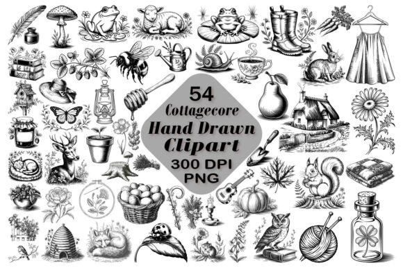 Download Cottagecore Hand Drawn Clipart Bundle - Clipart Collection