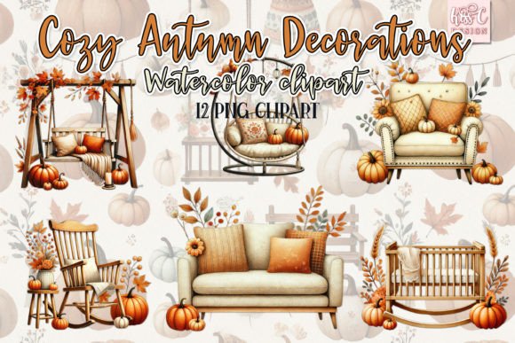 Download Cozy Autumn Decor Seasonal Clipart Set - Clipart Collection