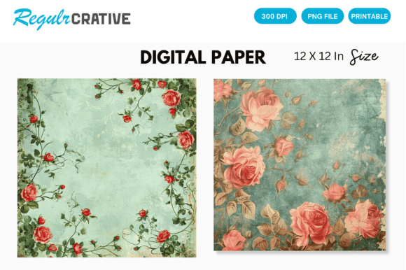 Download Shabby Chic Vintage Birds Digital Paper - Premium Bundle