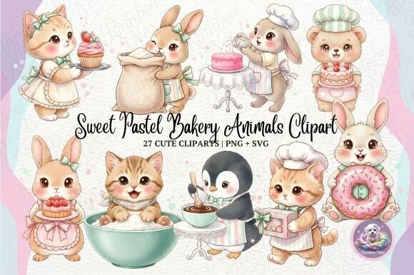 Download Sweet Pastel Bakery Animals Clipart - Clipart Collection