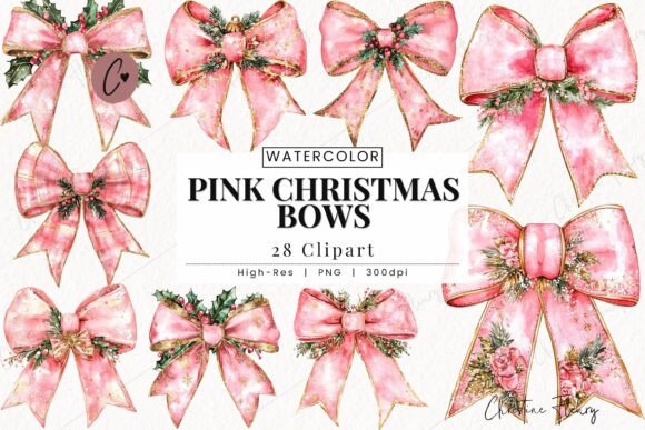 Download Pink Christmas Bow Clipart - Clipart Collection
